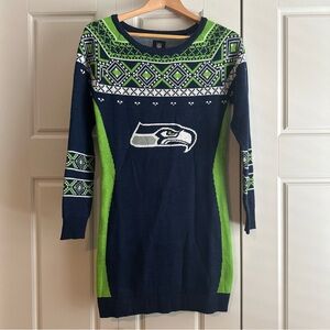 EUC Seattle Seahawks NFL green and blue sweater dress Size Small